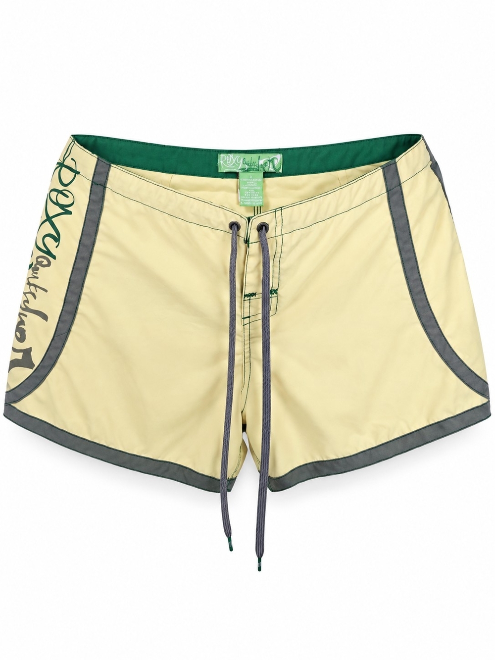 Vintage Roxy Quiksilver Y2K Board Shorts Yellow Gray Size 9